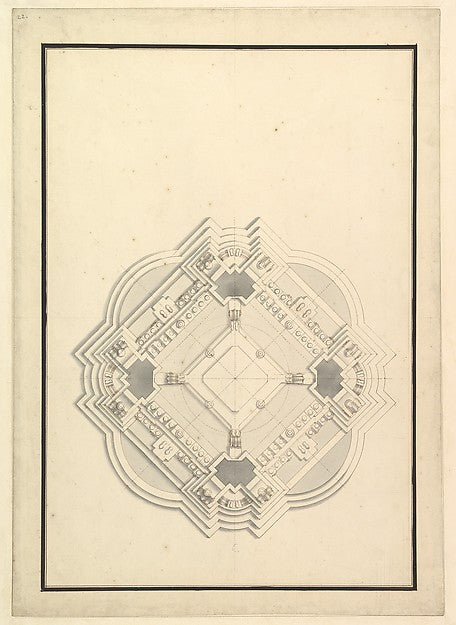 Ground Plan for a Catafalque for Louis I  King of Spain  c1724,  Poster Print Wall Art