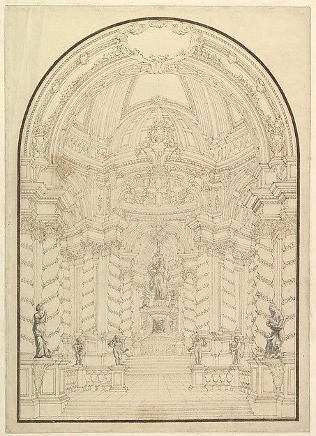 A Chapel with Figures of Statues en Grisaille of Faith  Hope a,16x12"(A3)Poster