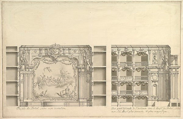 Elevation of Proscenium According to New Design and Lateral Vi,  Poster Print Wall Art