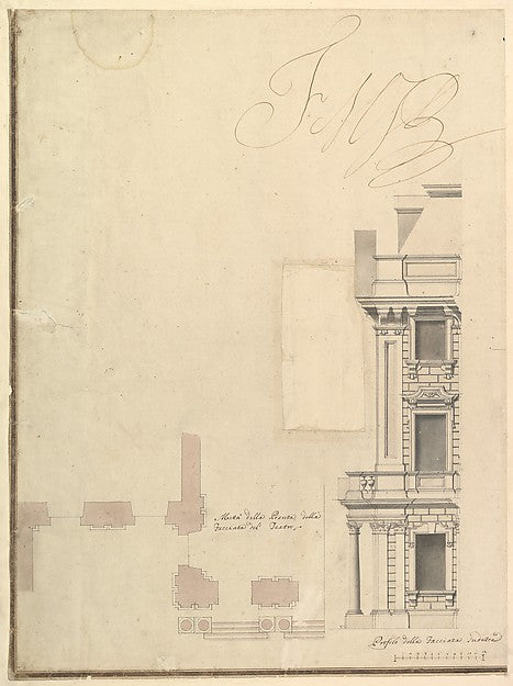 Views of a Theater : Profile View of Facade and Half of the Pl,16x12"(A3) Poster