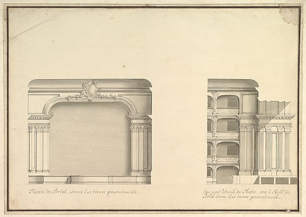Elevation of Proscenium and Lateral View c1750-Workshop of Giu,  Poster Print Wall Art