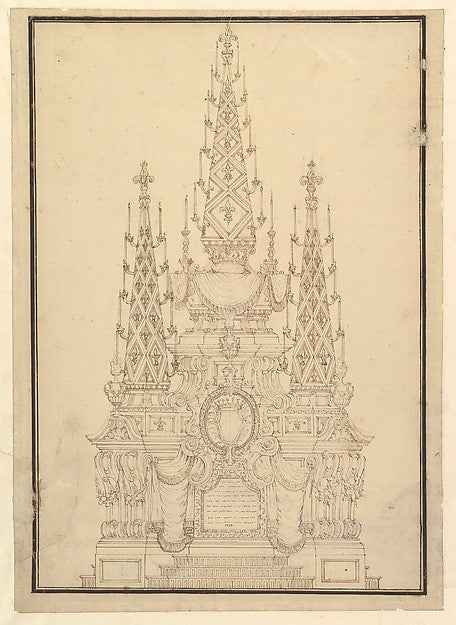 Elevation of a Catafalque  Three Obelisks with Fluer-de-lys an,  Poster Print Wall Art
