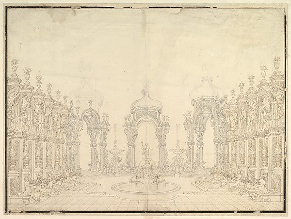 Designs for Stage Set -  Three Pavillions in Background with "Or,  Poster Print Wall Art