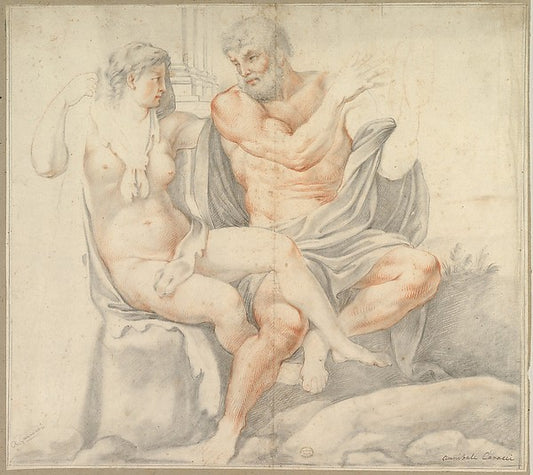 Hercules and Omphale 1560–1609-After Annibale Carracci,16x12"(A3) Poster