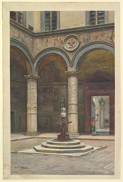 Courtyard of the Palazzo Vecchio  Florence 19th cent-S. Cecchi,16x12"(A3) Poster