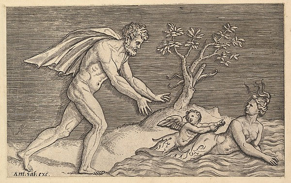 Speculum Romanae Magnificentiae: Naked Man Pursuing a Naiad c1, Poster Print