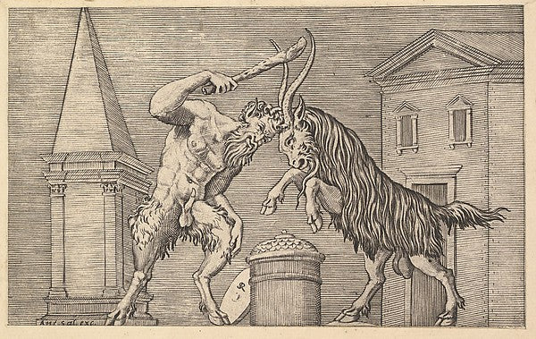 Speculum Romanae Magnificentiae: A Satyr and a Ram Clashing 16, Poster Print