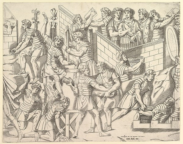 Speculum Romanae Magnificentiae: Roman Soldiers Fortifying the, Poster Print