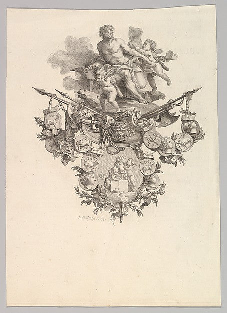 Vignette with Hephaestus and Putti 1779-Jean-Baptiste Huet I ,16x12"(A3)Poster