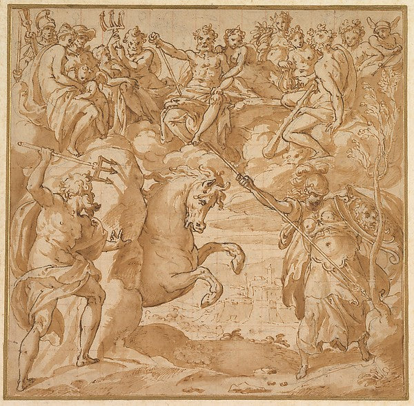 The Contest Between Athena and Poseidon for the Possession of,  Poster Print Wall Art