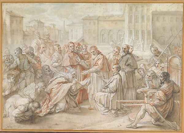 Pius V and the Ambassador of the King of Poland c1712-Benedett,  Poster Print Wall Art