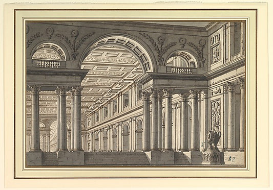 Design for a Stage Set: Classical Arcaded Gallery with Triumph,16x12"(A3)Poster