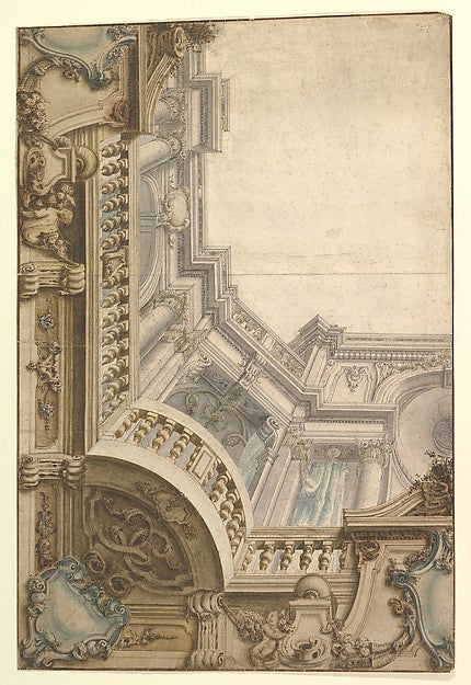 Design for Corner of Painting Ceiling with architectural persp,  Poster Print Wall Art