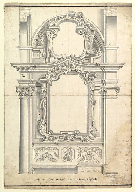 Two Alternate Designs for a Wall with a Frame for a Painting 1,  Poster Print Wall Art