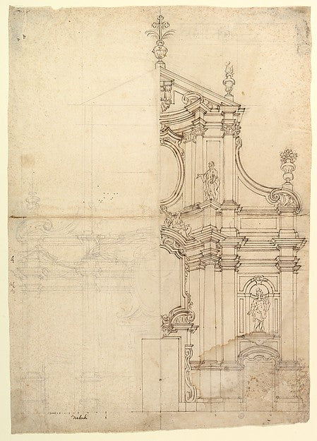 Two Alternate Desiegn for a Church Facade 1700–1780-Anonymous,,  Poster Print Wall Art