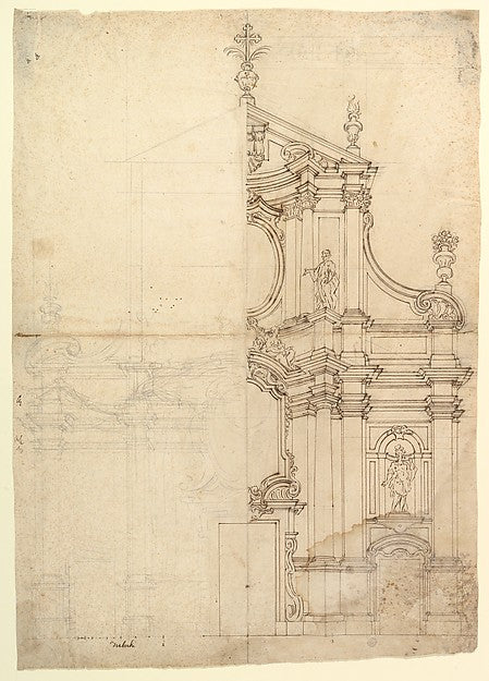 Two Alternate Desiegn for a Church Facade 1700–1780-Anonymous,,16x12