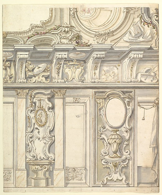 Design for Elevation for Elaborate Wall and Vault with the Sav,16x12