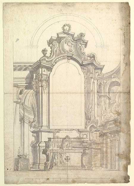 Two One Half Variant Designs for an Altar and a Chapel 1700–17,  Poster Print Wall Art
