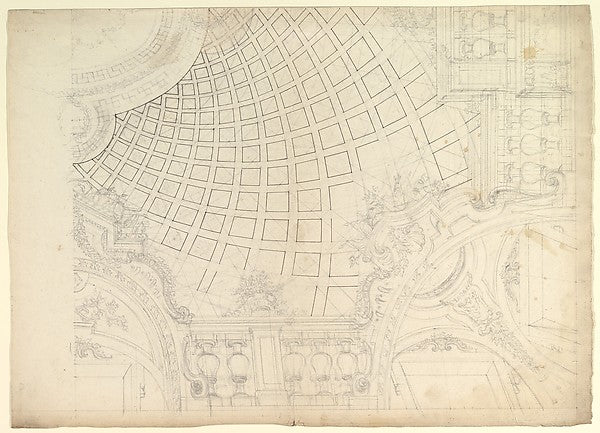 Design of a Quarter of Cupola 1700–1780-Anonymous,Italian,Pi,  Poster Print Wall Art