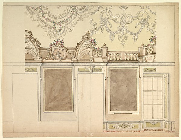 Two  Alternate Elevations for an Interior Wall 1700–1780-Anony,  Poster Print Wall Art