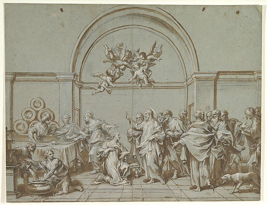 Christ in the House of Martha and Mary  c1700-Paolo Gerolamo P,16x12"(A3) Poster