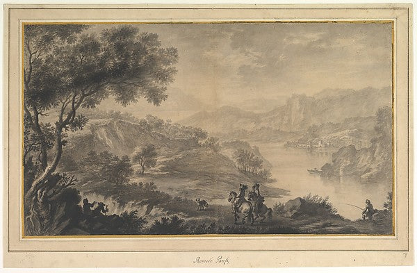 Hilly Landscape with Two Cavaliers and Other Figures in the Fo,16x12"(A3) Poster