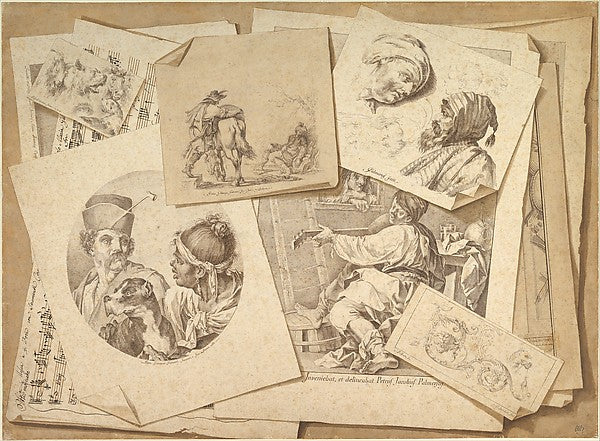 Trompe-l'Oeil Exercise: Prints on a Table Top 1766-Pietro Jaco,16x12"(A3) Poster