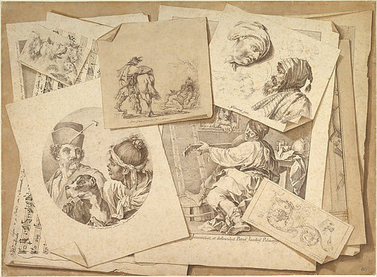 Trompe-l'Oeil Exercise: Prints on a Table Top 1766-Pietro Jaco,16x12"(A3) Poster