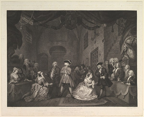 after William Hogarth:The Beggar's Opera Act III 1790-16x12