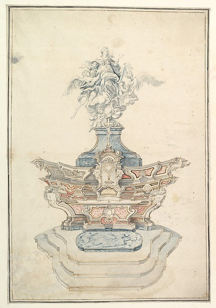 Design for a High Altar with a Late Baroque Statue of the Assu, Poster Print