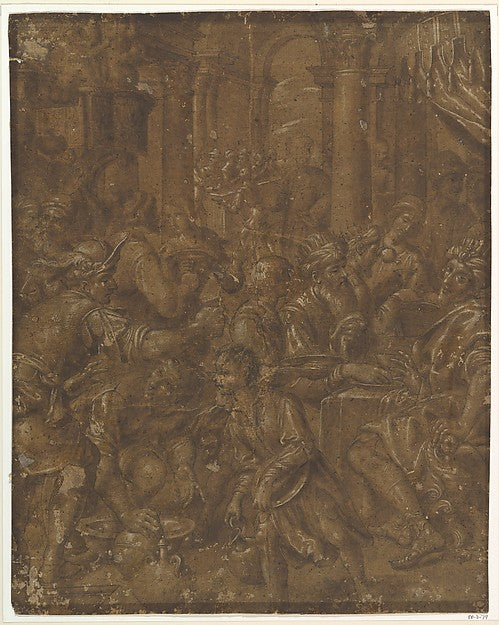 The Banquet of Ahasuerus and Esther 1600–1617-Aurelio Lomi ),  Poster Print Wall Art