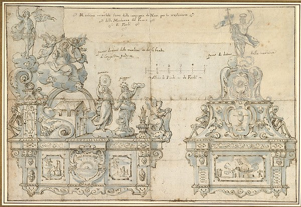 Design for a Processional Float 17th cent-Anonymous, Italian,,16x12"(A3) Poster