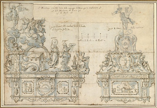 Design for a Processional Float 17th cent-Anonymous, Italian,,16x12"(A3) Poster
