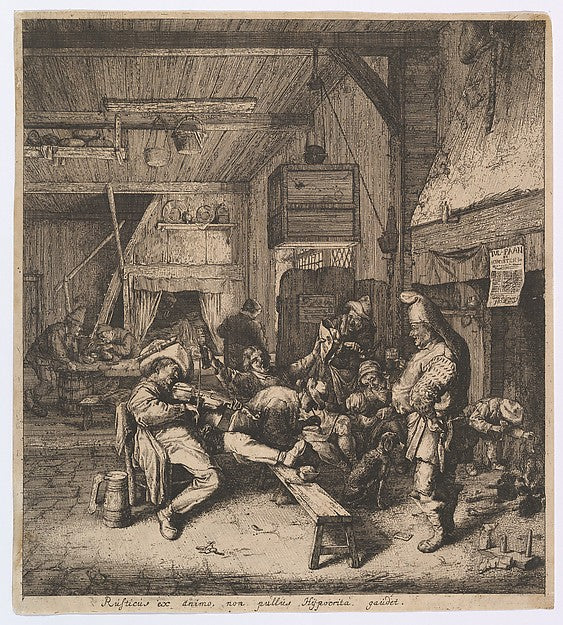The Violin Player Seated in the Inn 1685-Cornelis Dusart ,  Poster Print