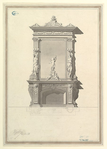 Design for Mantlepiece late 19th cent-Antonio Francisco Baeta,  Poster Print Wall Art