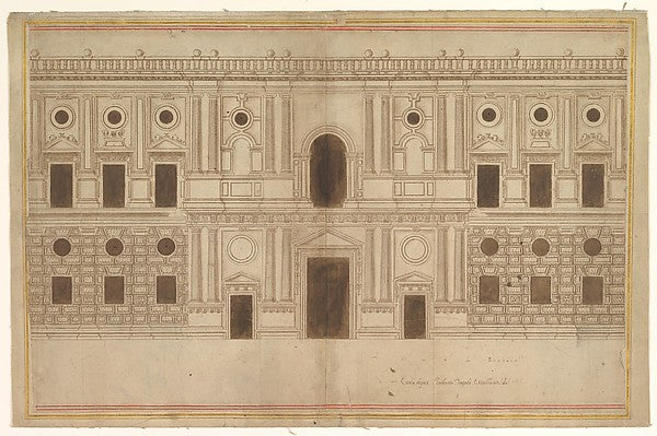 Study for the West Façade of the Palace of Charles V  The Alha,  Poster Print Wall Art