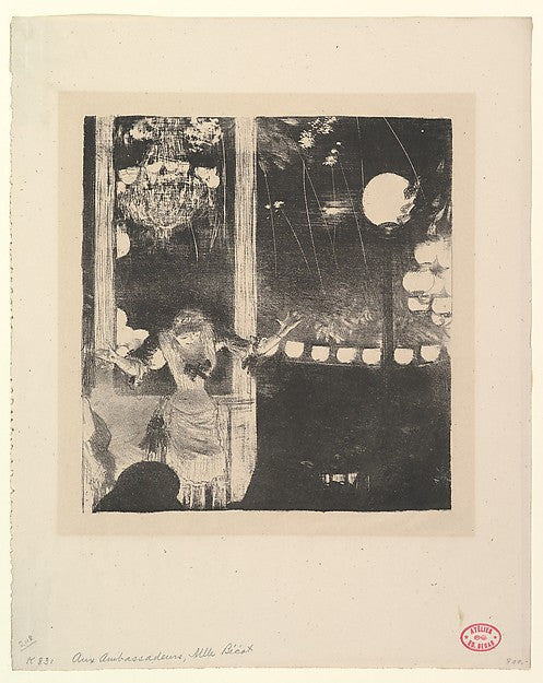 Mlle Bécat at the Café des Ambassadeurs  Paris 1877–78-Edgar D,  Poster Print Wall Art