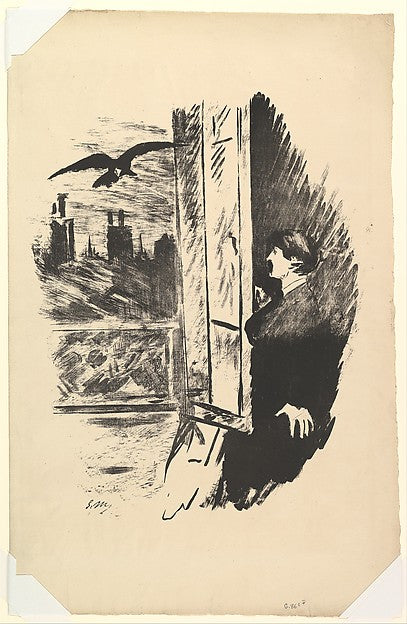 Open Here I Flung the Shutter. Illustration to The Raven by Ed,16x12"(A3)Poster