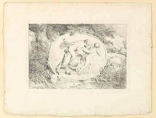 Nymph Astride a Satyr 1763-Jean Honoré Fragonard,16x12"(A3) Poster