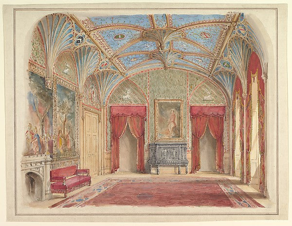 Design for the Decoration of the Drawing Room at Eastnor Castl,  Poster Print Wall Art