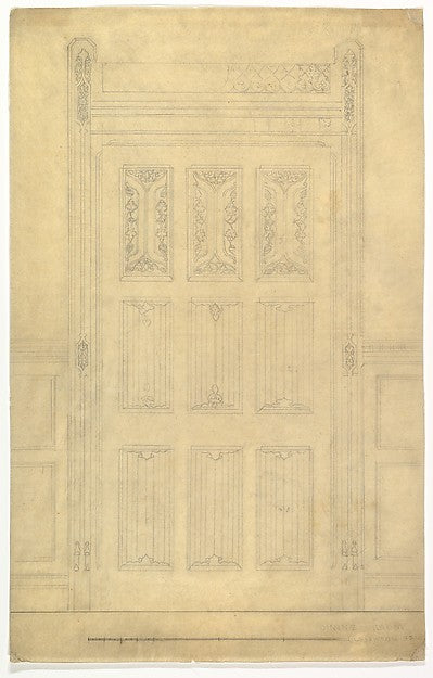 Carved Wood Door for Dining Room  Leighton Hall c1854-John Gre,  Poster Print Wall Art