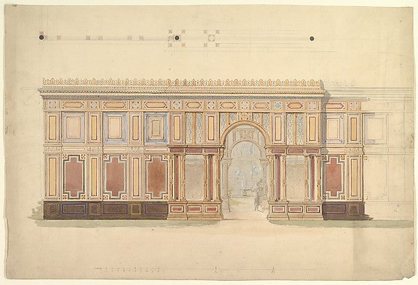 Elevation and Cross-Section of of Gallery Wall 19th cent-John,  Poster Print Wall Art