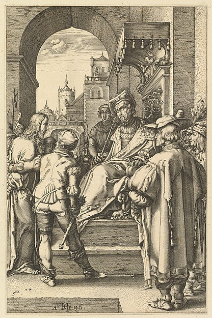 Christ before Pilate  from The Passion of Christ 1596-Hendrick,  Poster Print Wall Art
