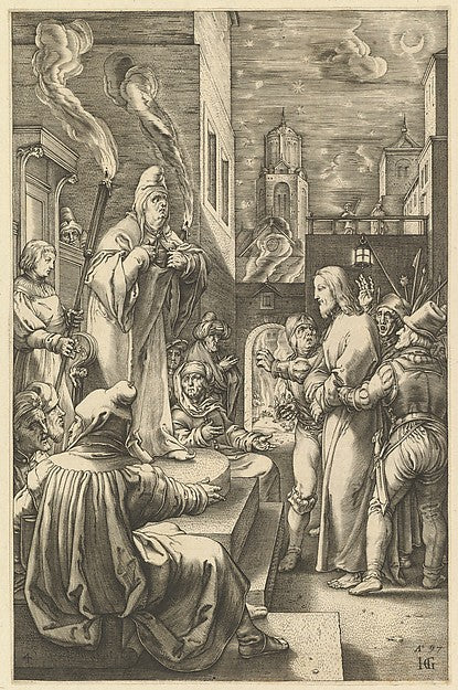 Christ Before Caiaphas  from The Passion of Christ c1598–1617-,  Poster Print