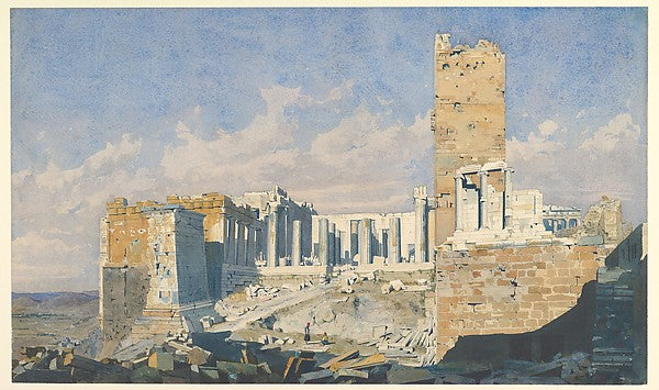 The Acropolis from the West  with the Propylaea and the Temple,  Poster Print Wall Art