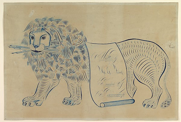 Ornamental Lion Composed of Scrolls  Holding Pens 18th cent-H.,  Poster Print Wall Art
