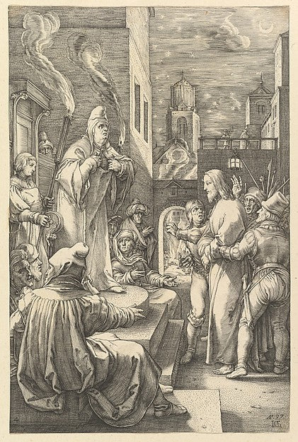 Christ before Caiphas  from The Passion of Christ 1597-Hendric,  Poster Print Wall Art