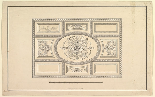 Design for Ceiling at Kirtlington Park  Oxfordshire c1747–48-J,  Poster Print Wall Art