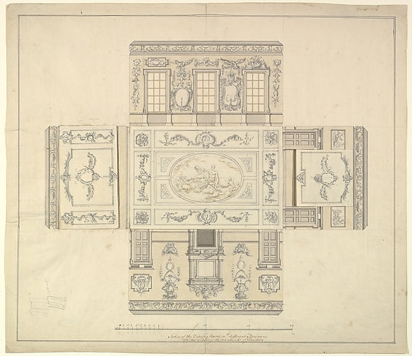 Dining Room at Kirtlington Park  Oxfordshire c1747–48-John San,16x12"(A3) Poster
