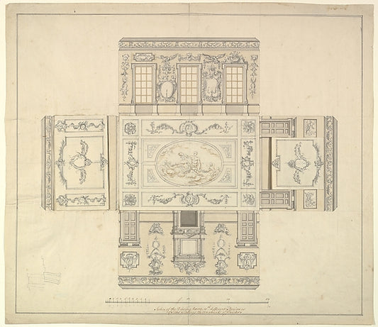 Dining Room at Kirtlington Park  Oxfordshire c1747–48-John San,16x12"(A3) Poster